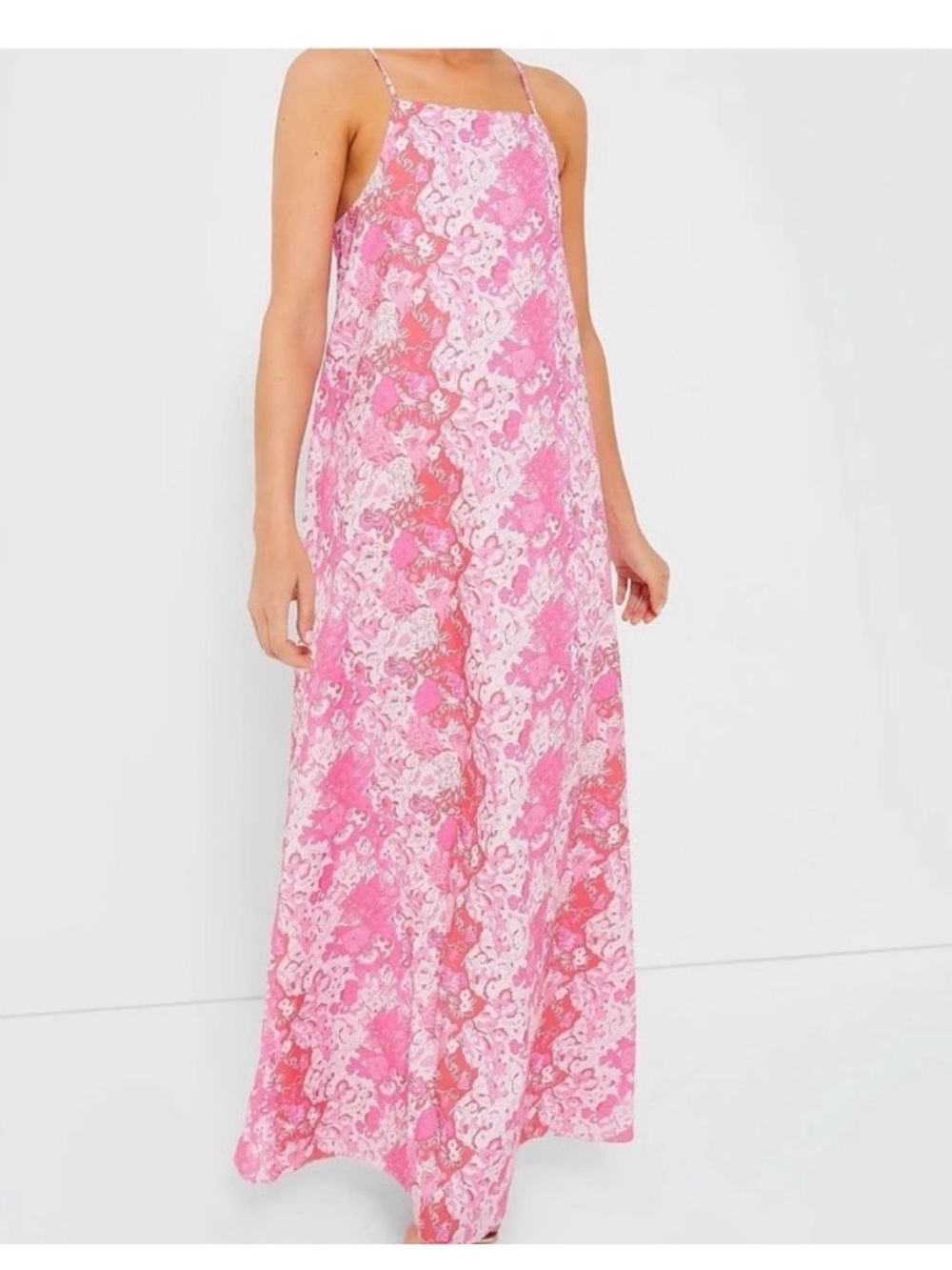 Hyacinth House Sleeveless Pink Floral Maxi Dress